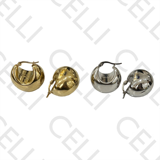 不锈钢耳环 - 光滑球形