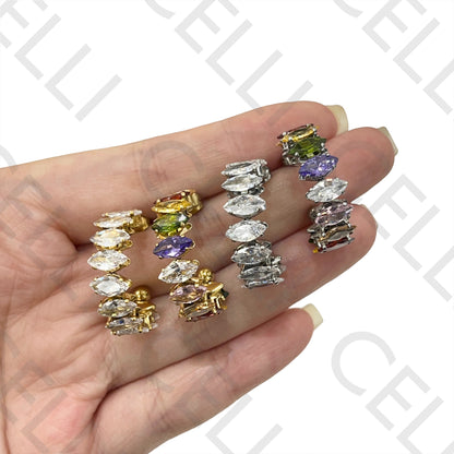 Brinco Argola de Aço - brilhantes zirconias