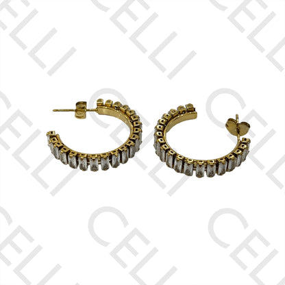 Steel Hoop Earring - Brilliant Zirconias