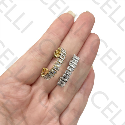 Steel Hoop Earring - Brilliant Zirconias