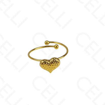 Anillo de Acero Ajustable - trébol con perlas