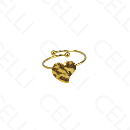 Anillo de Acero Ajustable - trébol con perlas