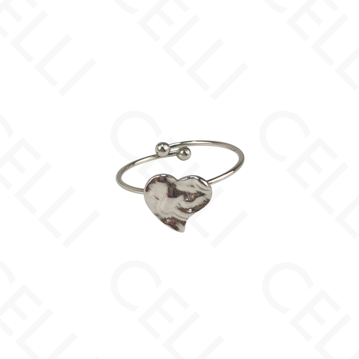 Anillo de Acero Ajustable - trébol con perlas