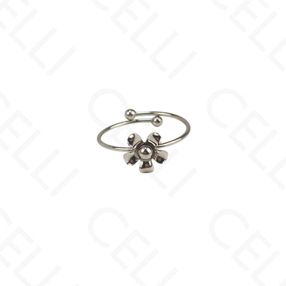 Anel de Aço Ajustável - flor