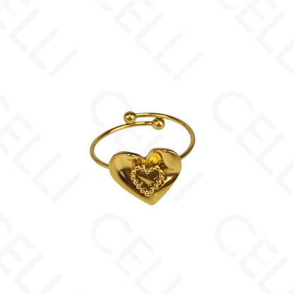 Adjustable Steel Ring - clover with pearls