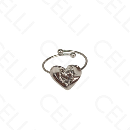 Adjustable Steel Ring - clover with pearls