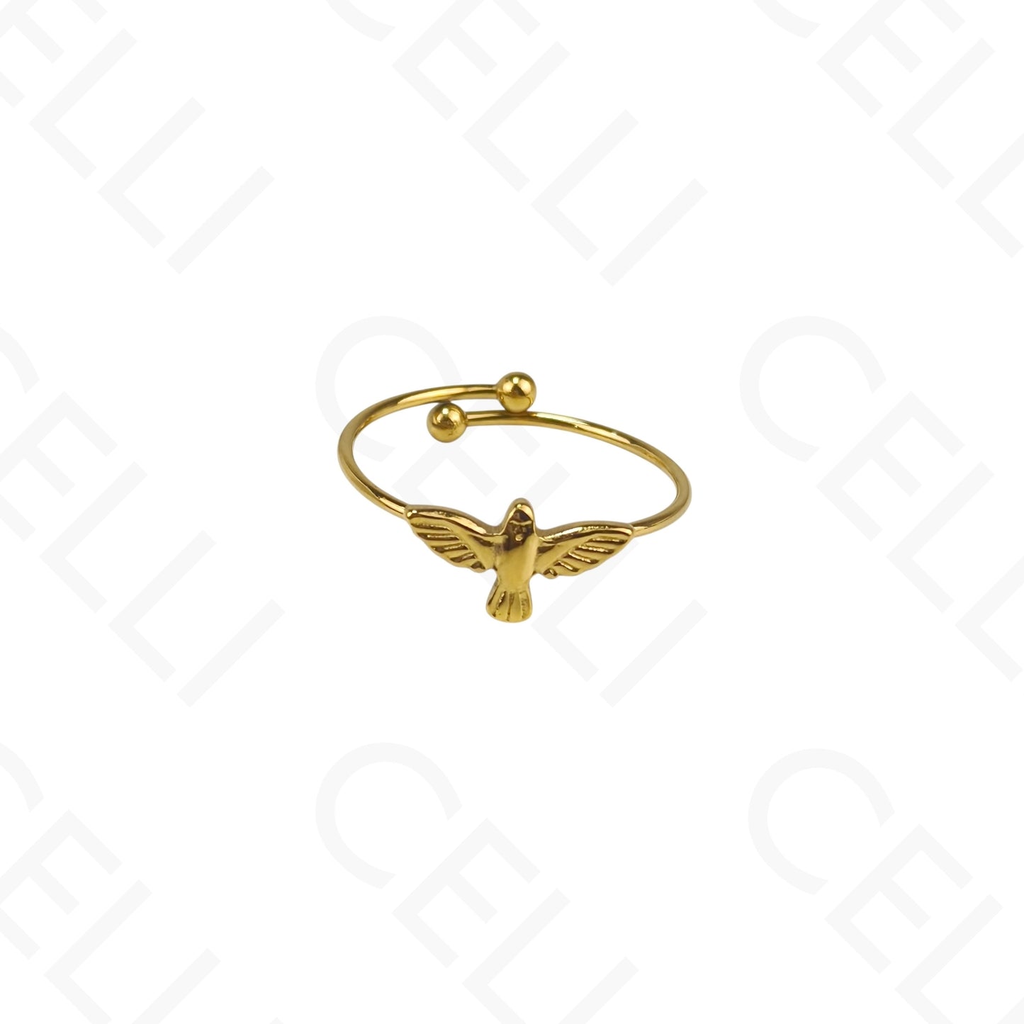 Anillo de Acero Ajustable - trébol con perlas