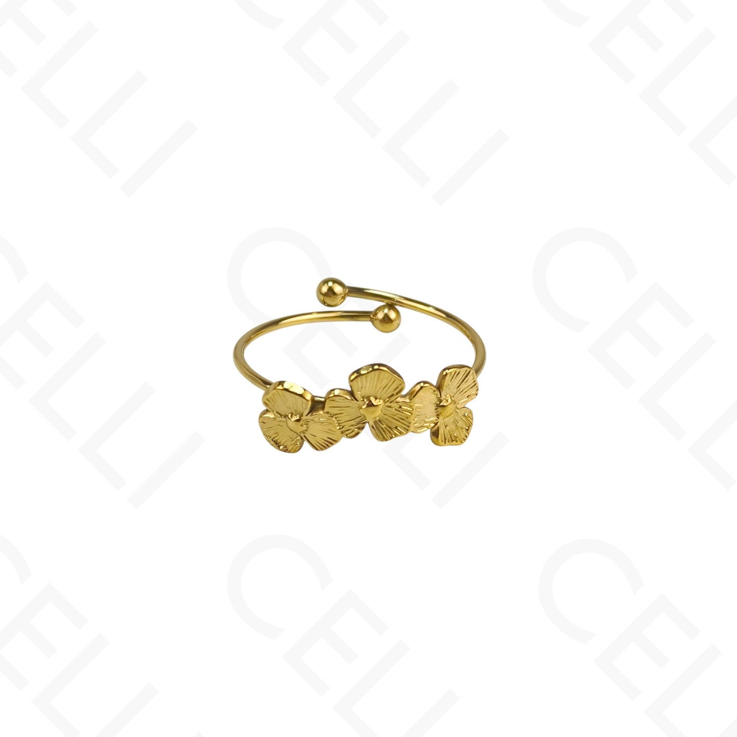 Anel de Aço Ajustável - 3 flores