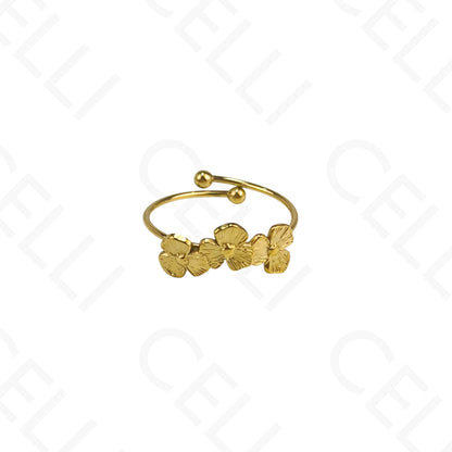 Anel de Aço Ajustável - 3 flores
