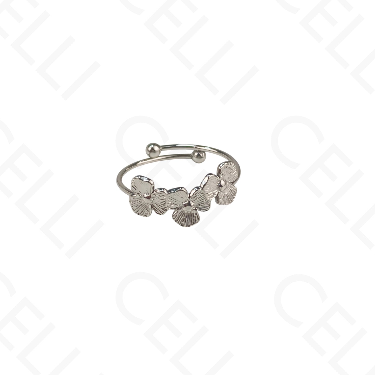 Anel de Aço Ajustável - 3 flores