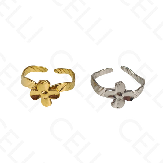 Anillo de Acero Ajustable - flor