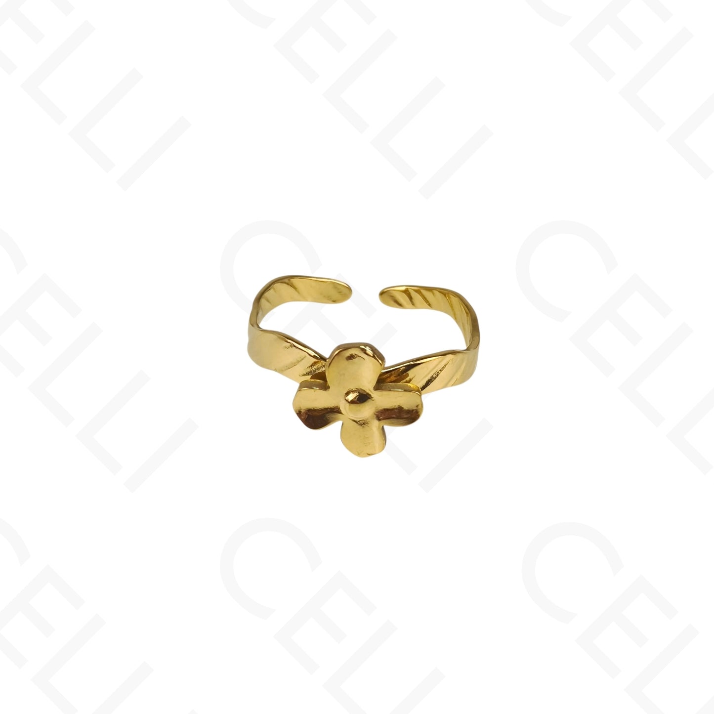 Anillo de Acero Ajustable - flor