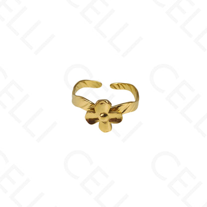 Anillo de Acero Ajustable - flor