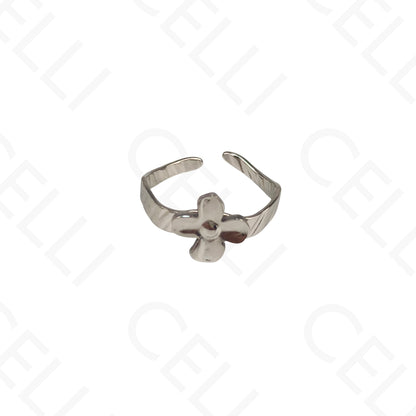 Anillo de Acero Ajustable - flor