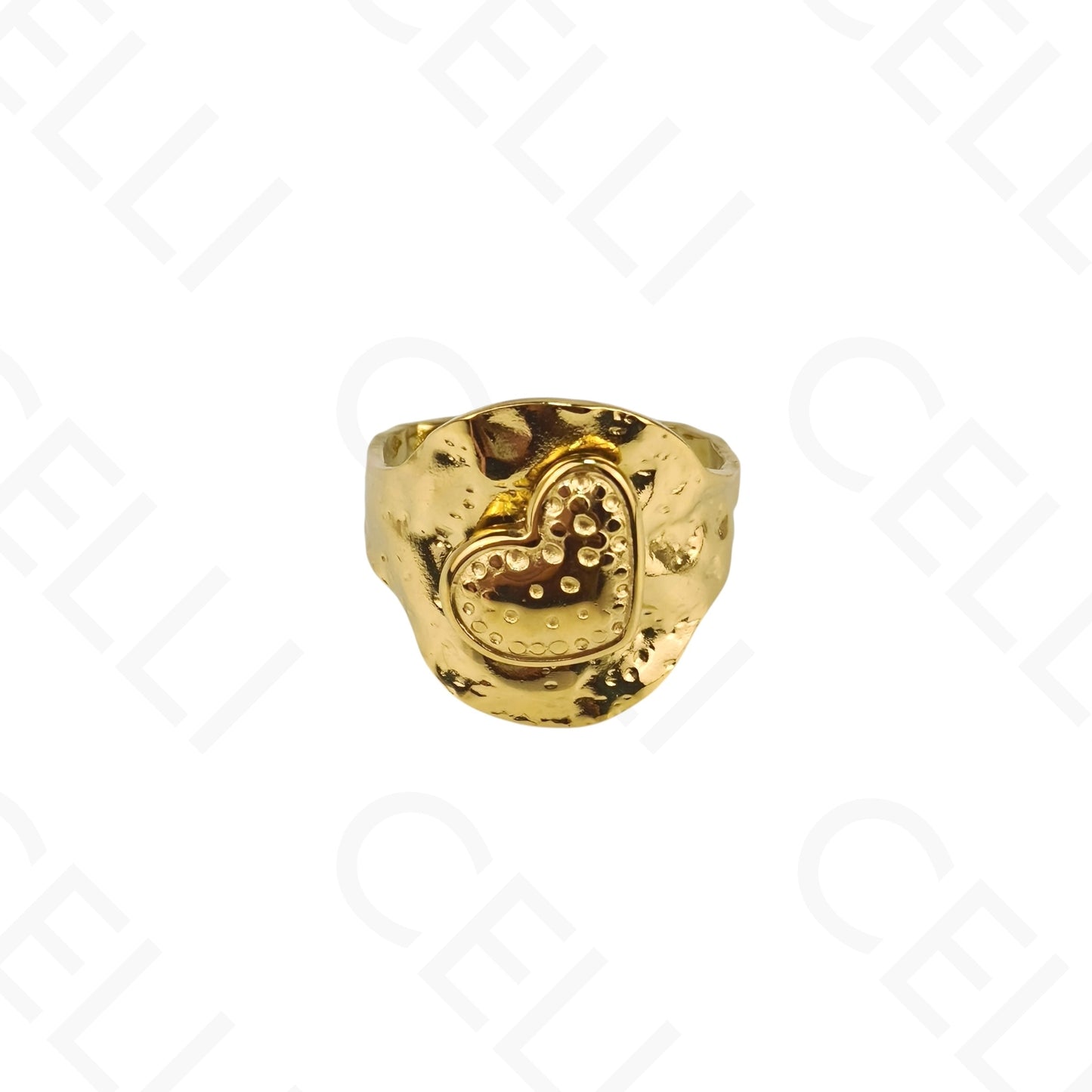 Anel de Aço Ajustável - coração