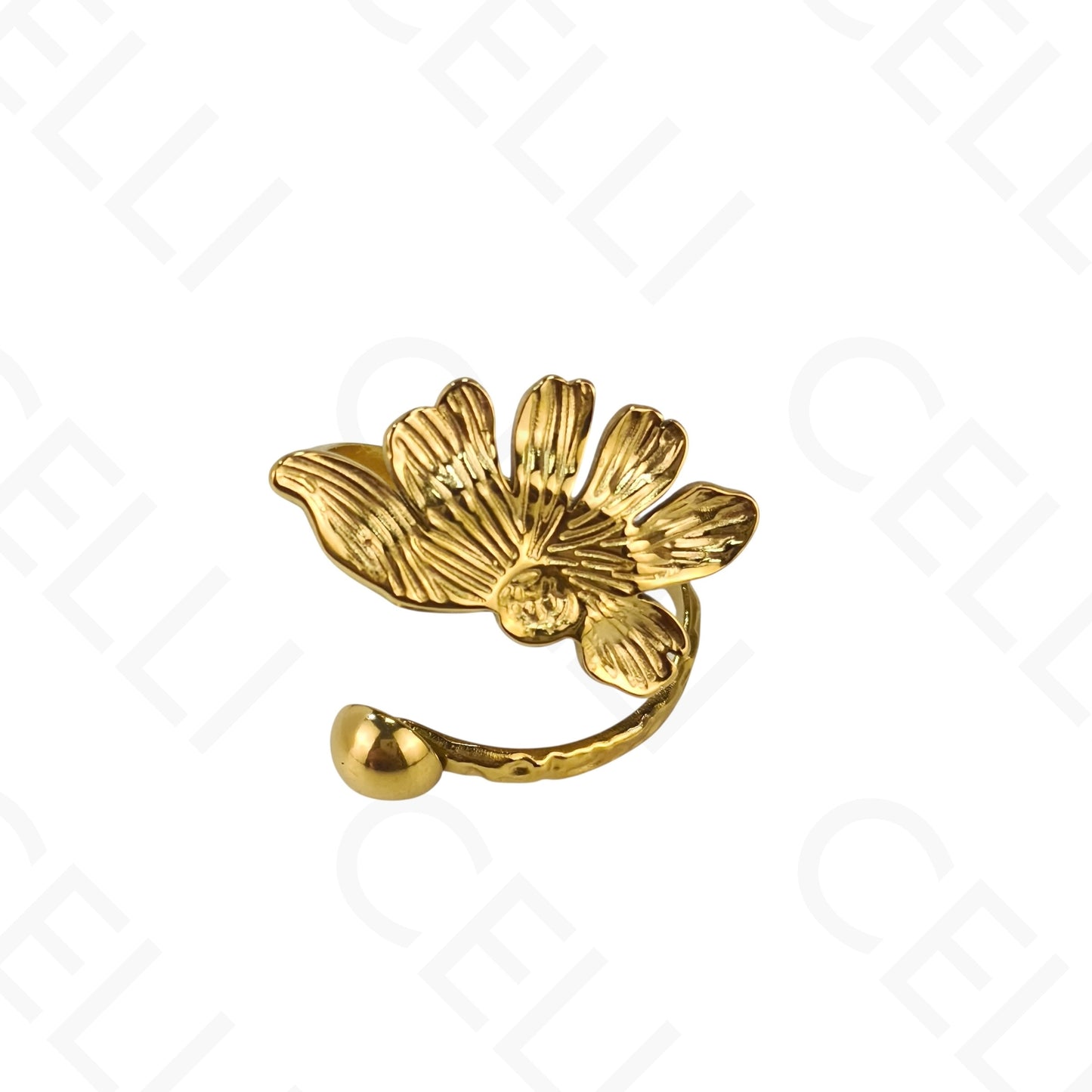 Anel de Aço Ajustável - flor