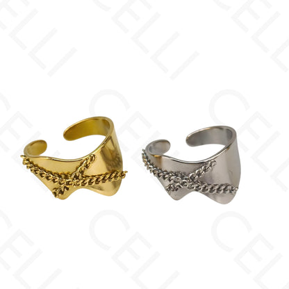 Anillo de Acero Ajustable - cadena en X