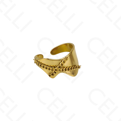 Anillo de Acero Ajustable - cadena en X