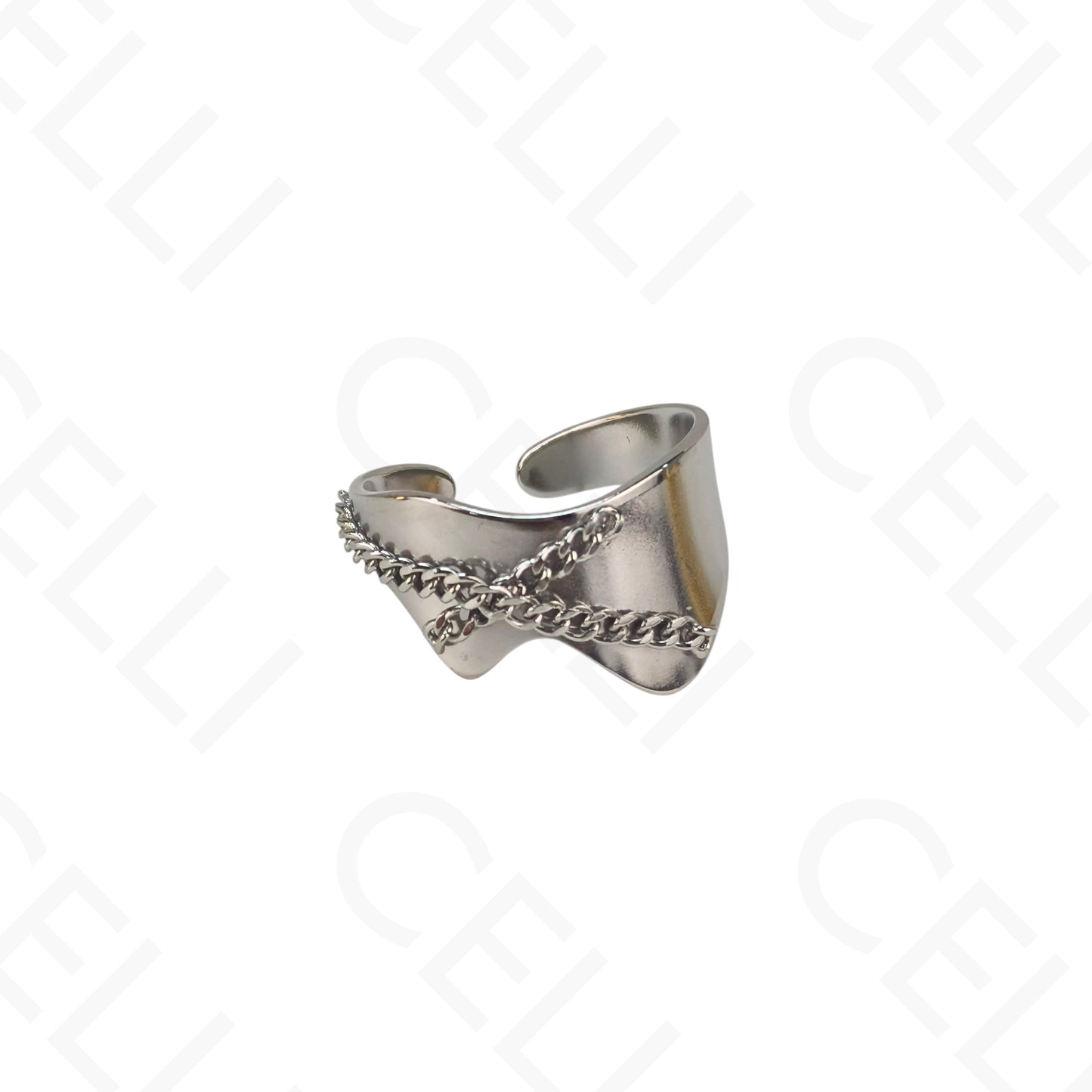 Anillo de Acero Ajustable - cadena en X