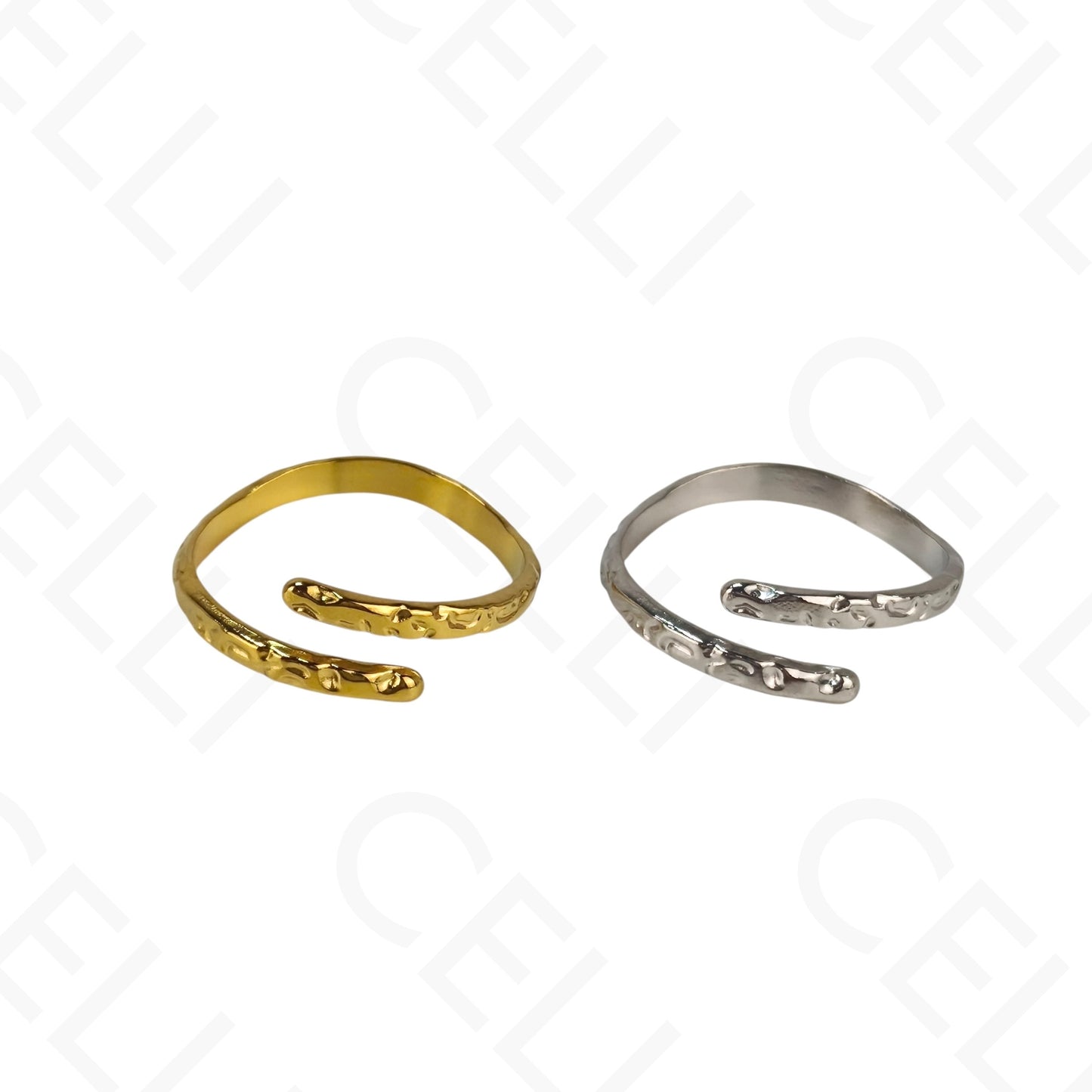 Anillo de Acero Ajustable - martillado fino