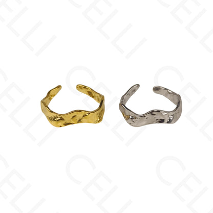 Anillo de Acero Ajustable - ondulado martillado fino