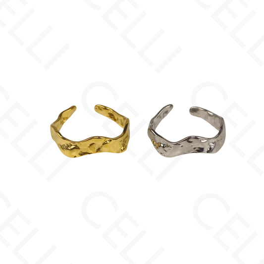 Anillo de Acero Ajustable - ondulado martillado fino