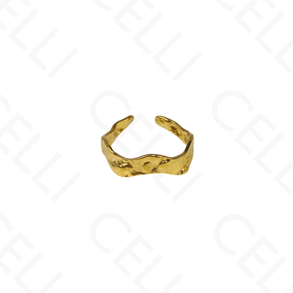 Anillo de Acero Ajustable - ondulado martillado fino