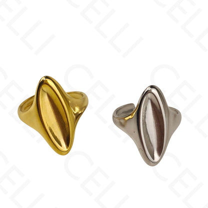Anillo de Acero Ajustable - óvalo
