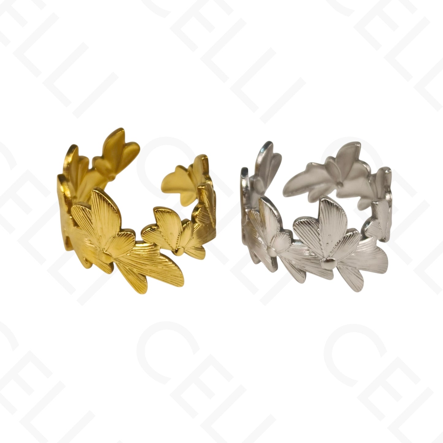 Adjustable Steel Ring - flowers