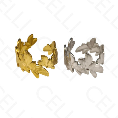 Adjustable Steel Ring - flowers
