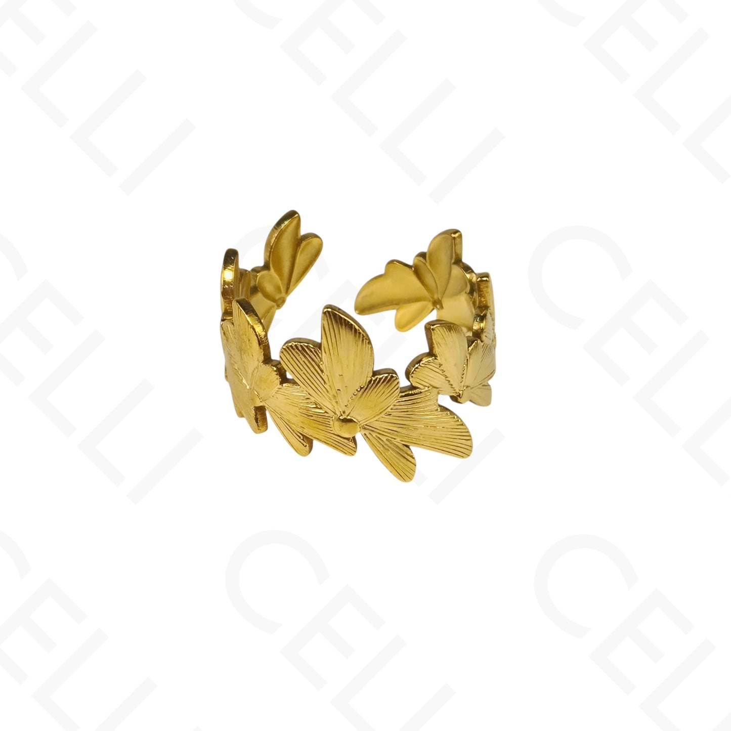 Adjustable Steel Ring - flowers