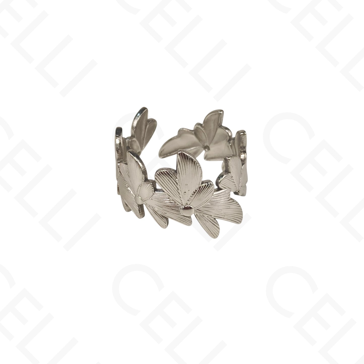 Adjustable Steel Ring - flowers