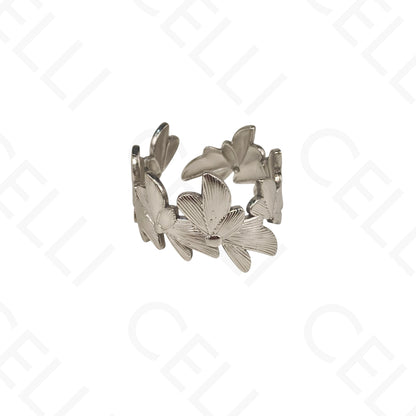 Adjustable Steel Ring - flowers