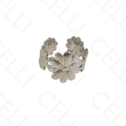 Anillo de Acero Ajustable - flores