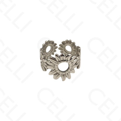 Adjustable Steel Ring - flowers