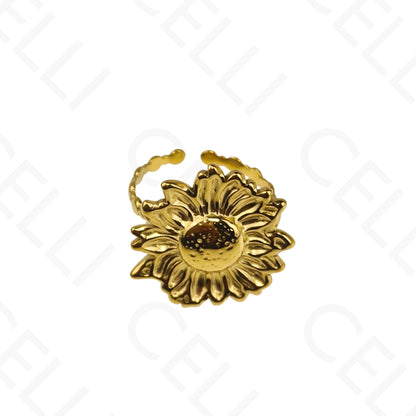 Anillo de Acero Ajustable - flor