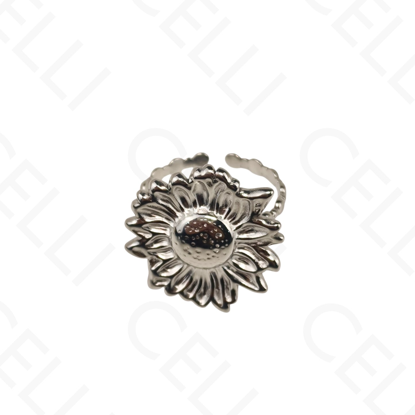 Anillo de Acero Ajustable - flor