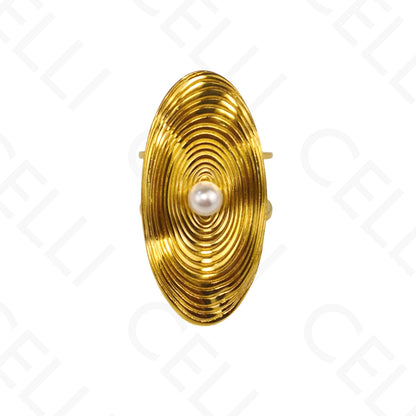 Anillo de Acero Ajustable - óvalo con perla