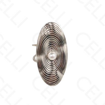 Anillo de Acero Ajustable - óvalo con perla