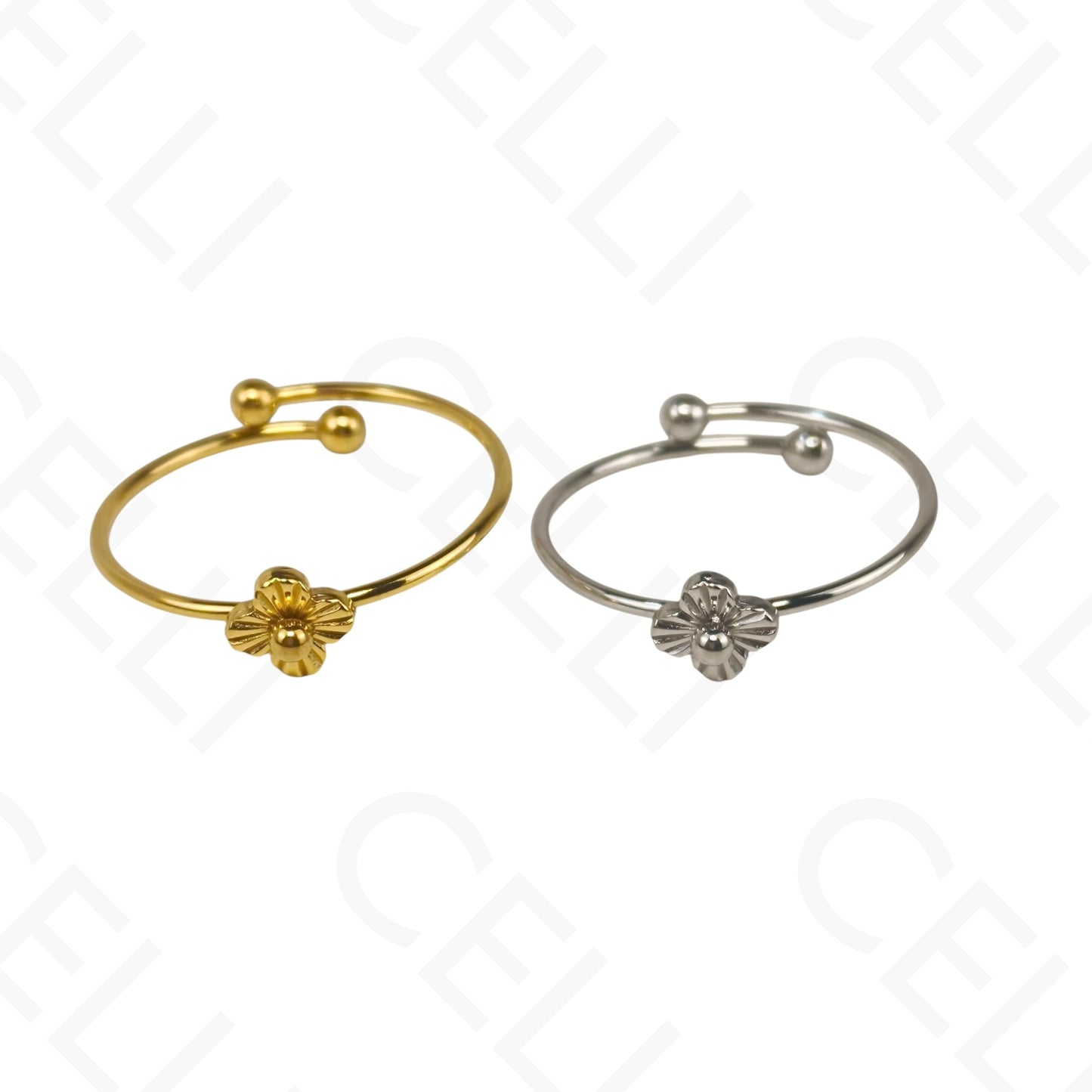 Anillo de Acero Ajustable - mini trébol