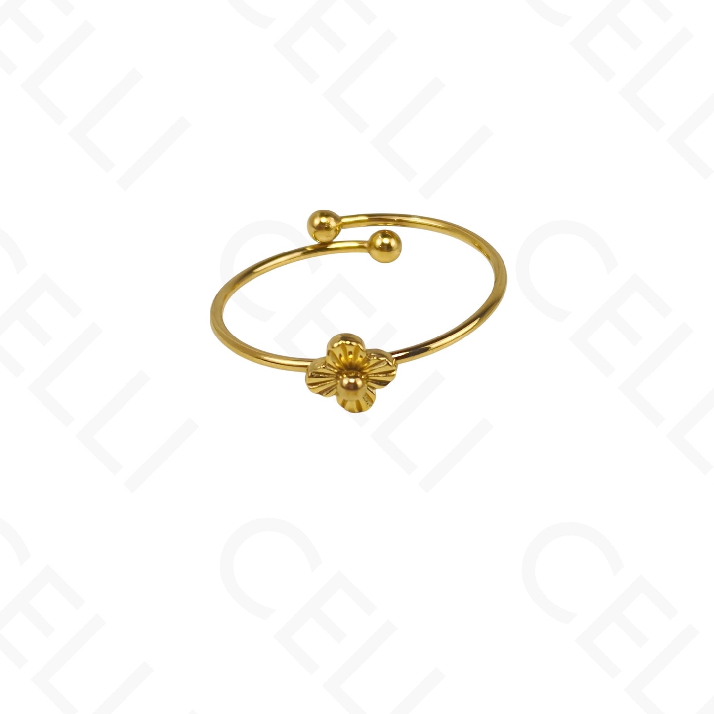 Anillo de Acero Ajustable - mini trébol