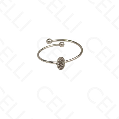 Anillo de Acero Ajustable - mini óvalo con brillantes