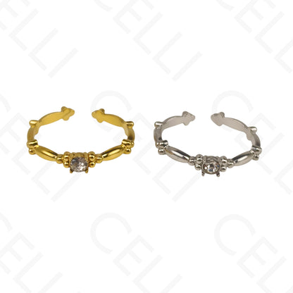 Anillo de Acero Ajustable - trabajado con brillante