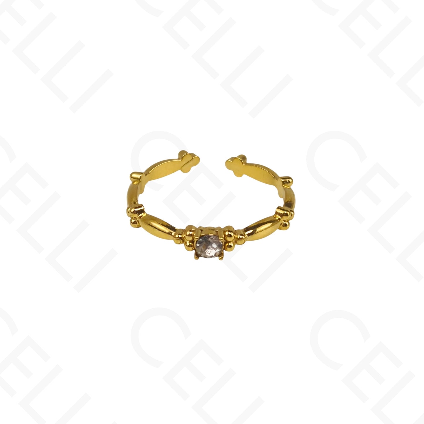 Anillo de Acero Ajustable - trabajado con brillante