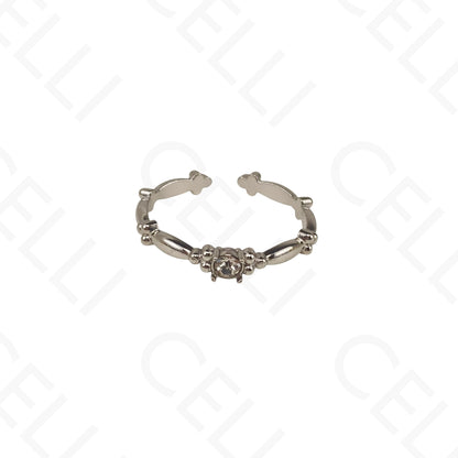 Anillo de Acero Ajustable - trabajado con brillante