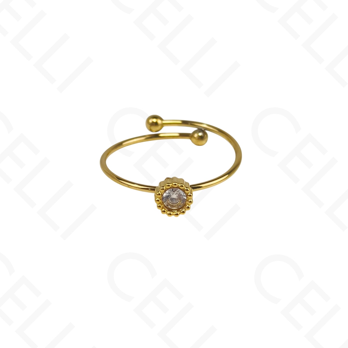 Anel de Aço Ajustável - Gota, Redondo e Oval com brilhante