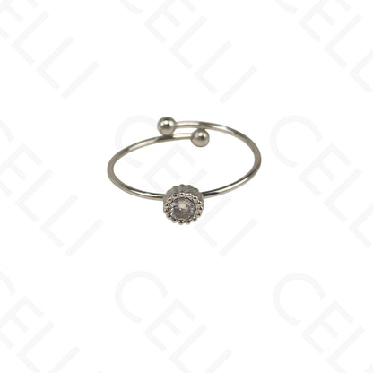 Anel de Aço Ajustável - Gota, Redondo e Oval com brilhante