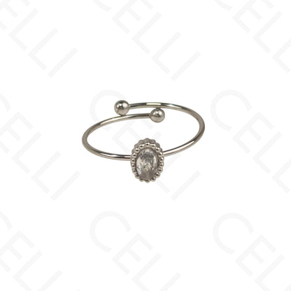 Anel de Aço Ajustável - Gota, Redondo e Oval com brilhante