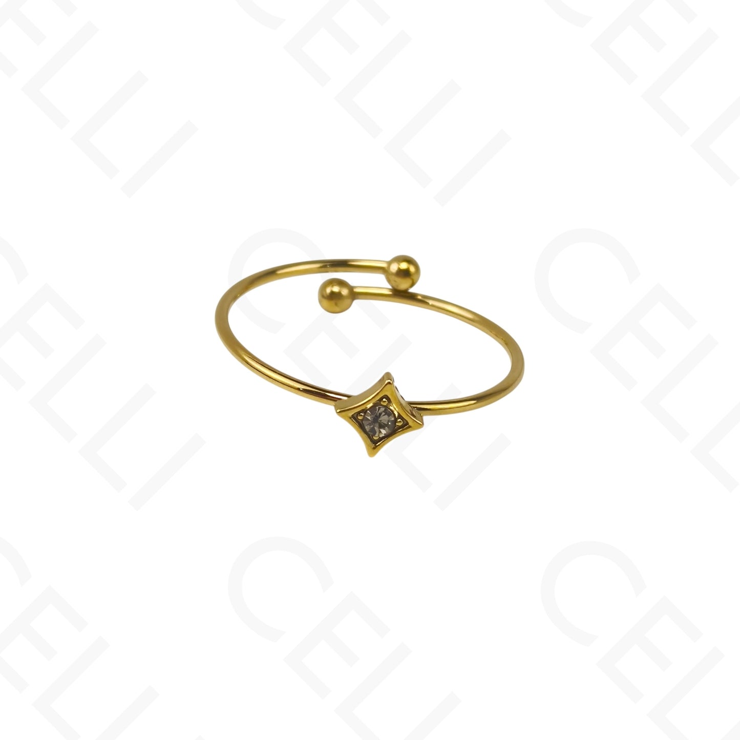 Adjustable Steel Ring - mini star with brilliants