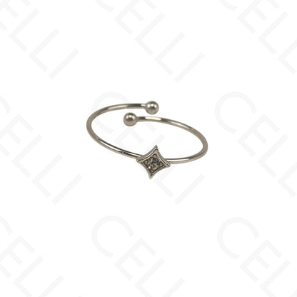 Adjustable Steel Ring - mini star with brilliants